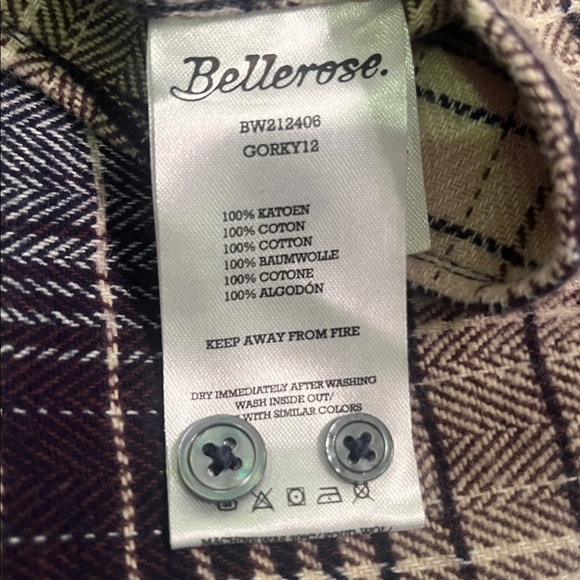 Bellerose Gorky check shirt 100% cotton size 1 L/XL NWT - Picture 6 of 8